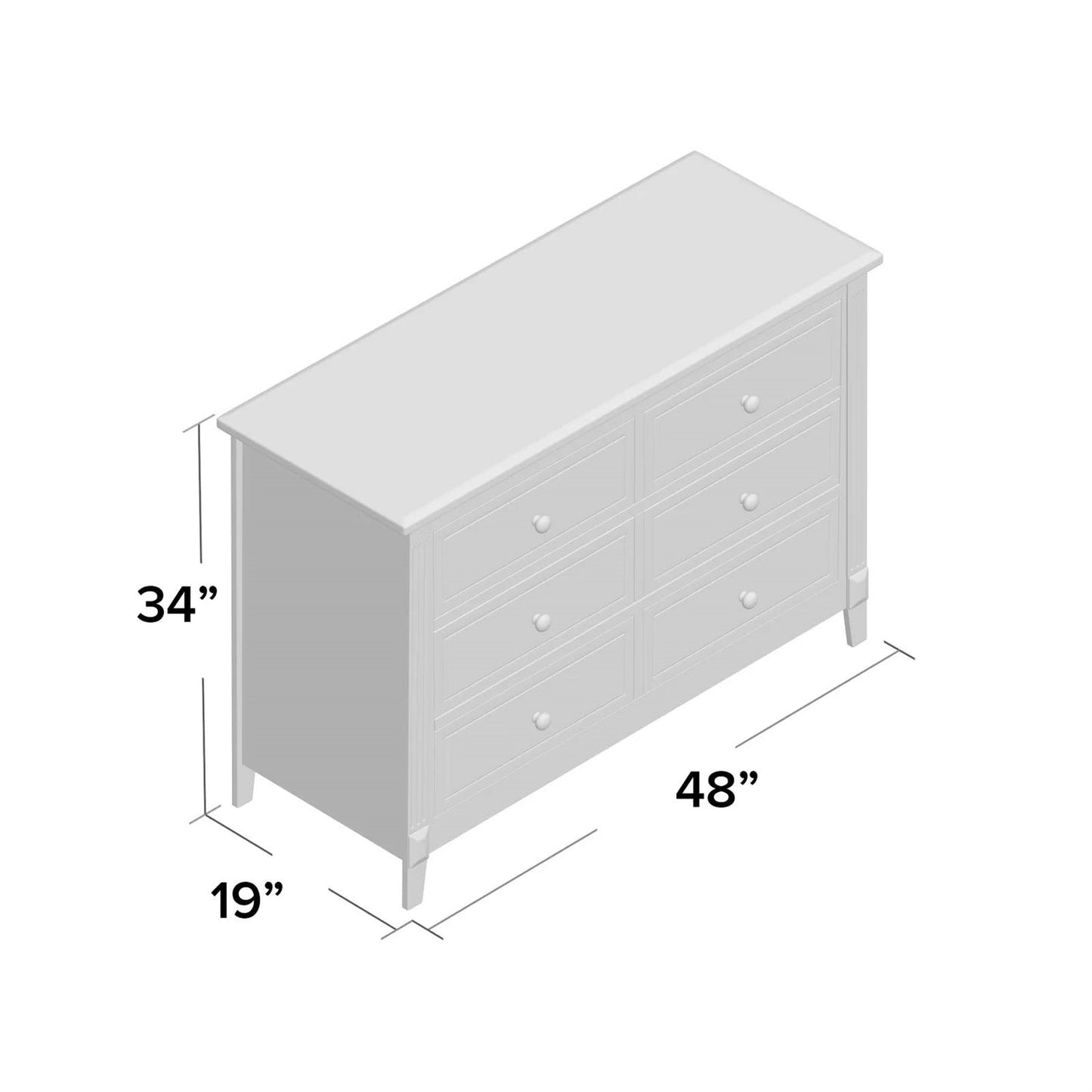 SF Home Cómoda de 6 cajones para dormitorio infantil en madera con acabado espresso