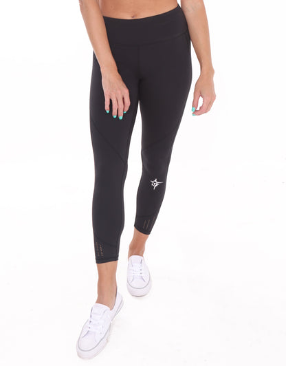 HydroFlex Cut Out Leggings Black by White Water Life with ankle perforations logo on Tampa Home & Garden Store