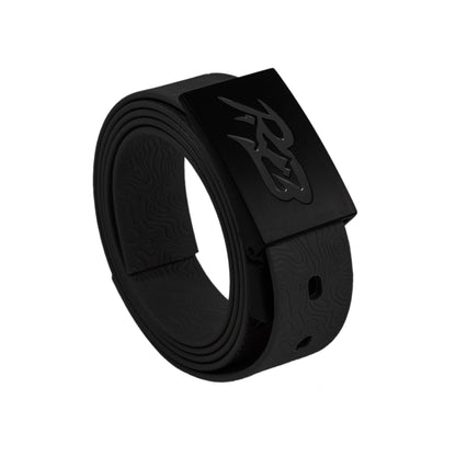 RB 2.0 Belt by Ridge Belts, black embossed strap with matte buckle featuring cutout logo on Tampa Home & Garden Store