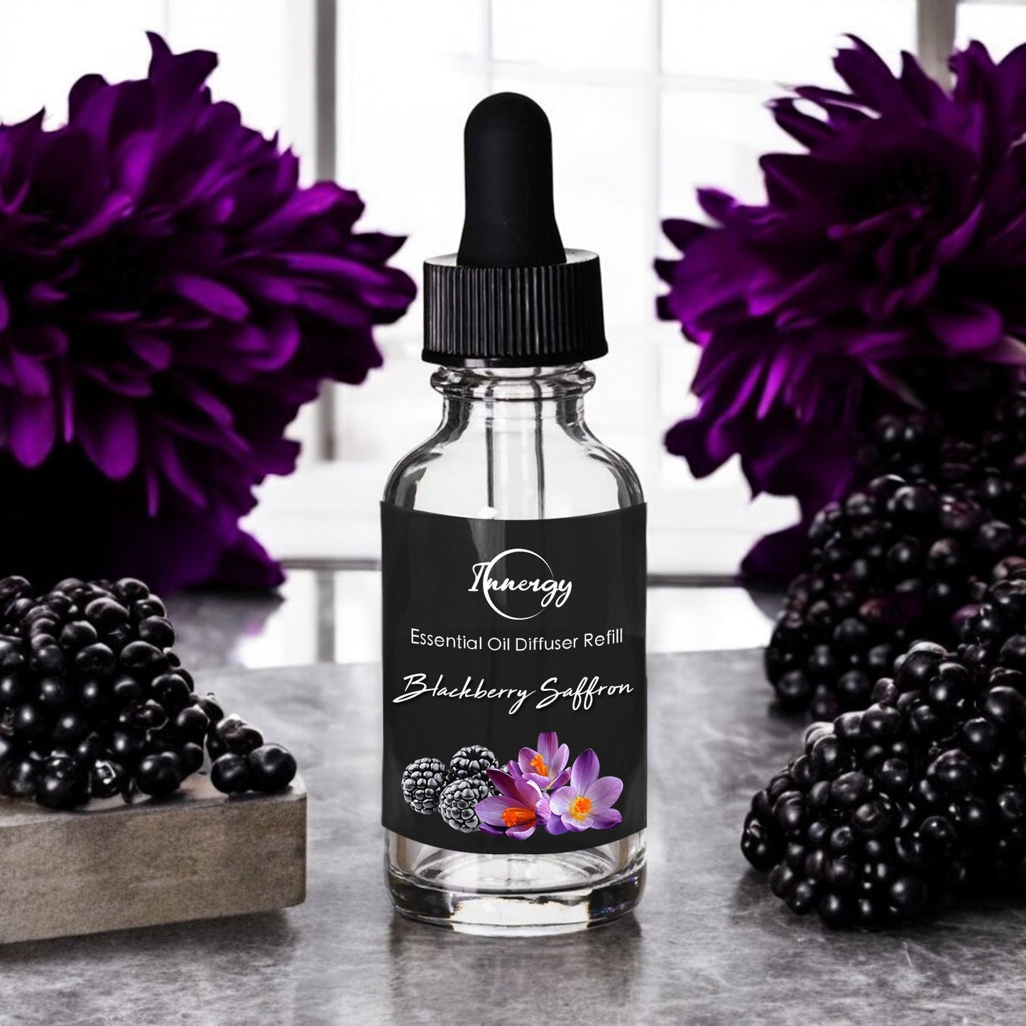 Difusor de aceite con cristales de azafrán y mora, ambientador para coche, 8 ml
