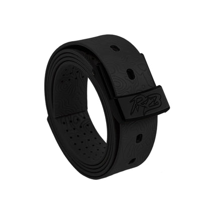 MTN Lite Belt by Ridge Belts, black embossed textured strap with logo buckle on Tampa Home & Garden Store