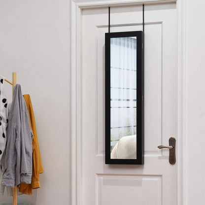 Espejo de cuerpo entero organizador de joyas 2 en 1 negro montado en la pared o puerta