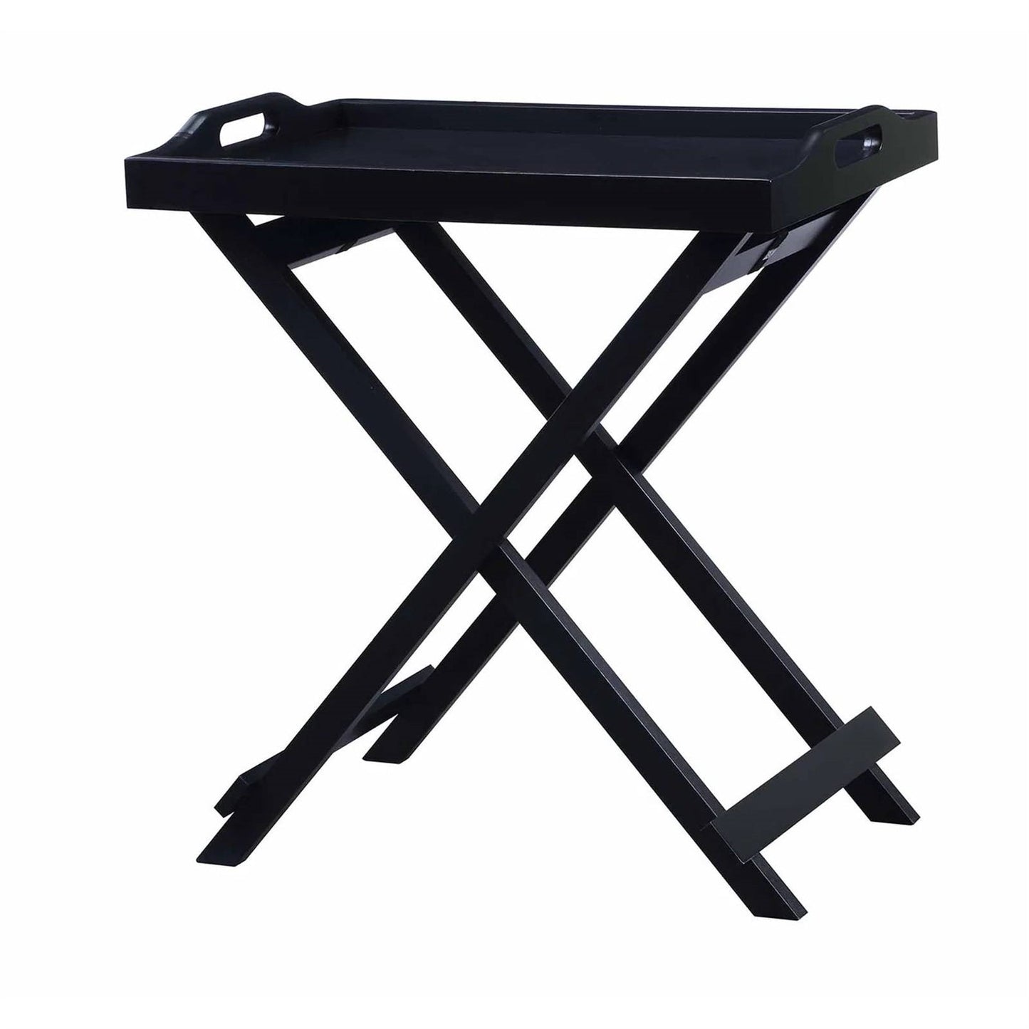 Mesa Auxiliar Plegable para TV, para Cama, Acabado de Madera Negra