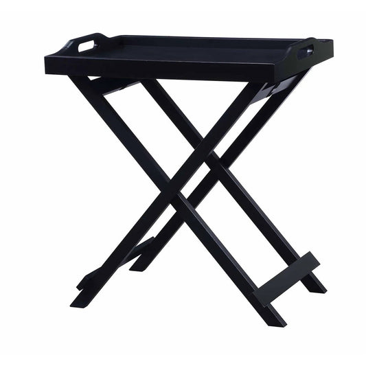 Folding TV Tray Bedside Table in Black Wood Finish - Tampa Home & Garden Store
