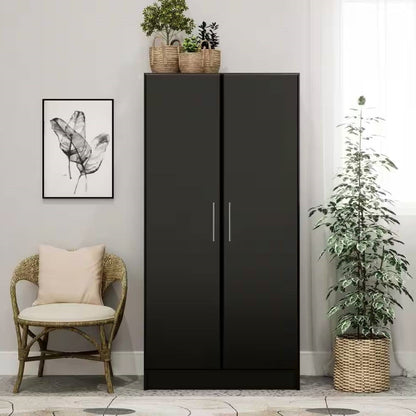 Armario independiente de dormitorio negro con riel para colgar