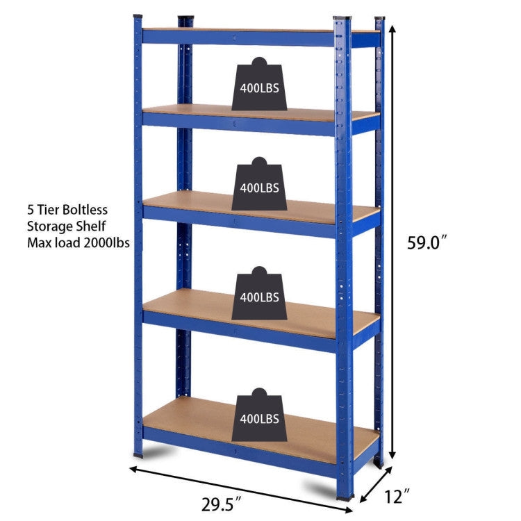 Estantería Metálica Resistente Azul de 5 Niveles Ajustable para Garaje