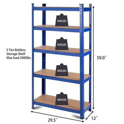 Estantería Metálica Resistente Azul de 5 Niveles Ajustable para Garaje