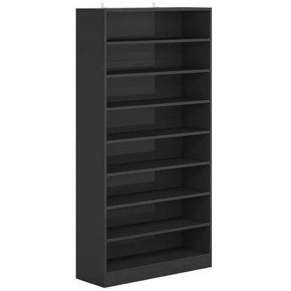 Mueble Zapatero de 8 Estantes con Acabado en Madera Negra