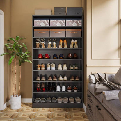 Mueble Zapatero de 8 Estantes con Acabado en Madera Negra