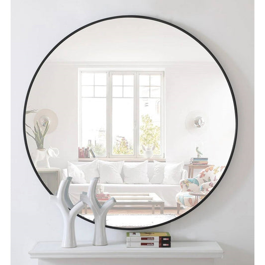 Round 32-inch Wall Mirror in Black - Bedroom Living Room Accent Bathroom Mirror - Tampa Home & Garden Store