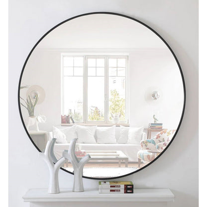 Round 21-inch Wall Mirror in Black - Living Room Bedroom Accent Bathroom Mirror