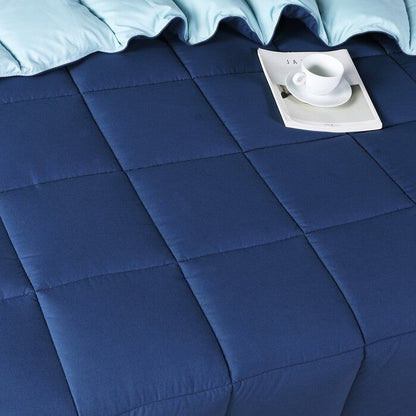 Juego de edredón tradicional reversible de microfibra de 3 piezas para cama individual/individual XL en azul marino