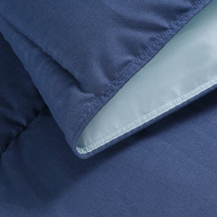 Juego de edredón tradicional reversible de microfibra de 3 piezas para cama individual/individual XL en azul marino