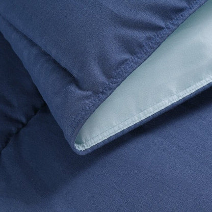 Juego de edredón tradicional reversible de microfibra de 3 piezas para cama individual/individual XL en azul marino