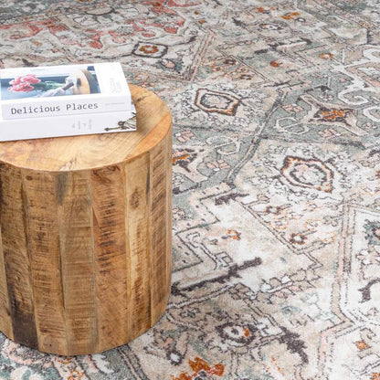 Bolinas area rug by Boutique Rugs; gray/cream with teal accents in oriental motif on Tampa Home & Garden Store