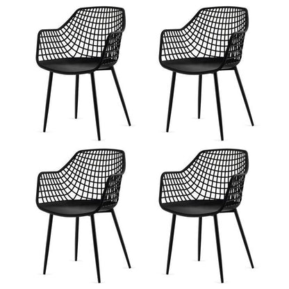 Juego de 4 sillas de comedor de malla negra modernas de mediados de siglo con respaldo ergonómico
