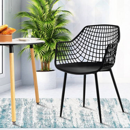 Juego de 4 sillas de comedor de malla negra modernas de mediados de siglo con respaldo ergonómico