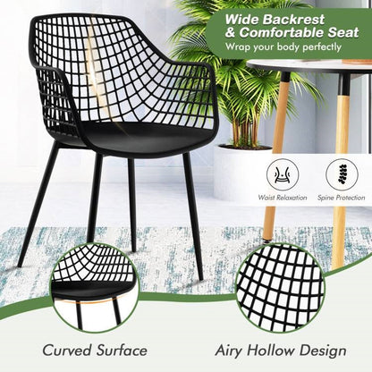 Juego de 4 sillas de comedor de malla negra modernas de mediados de siglo con respaldo ergonómico