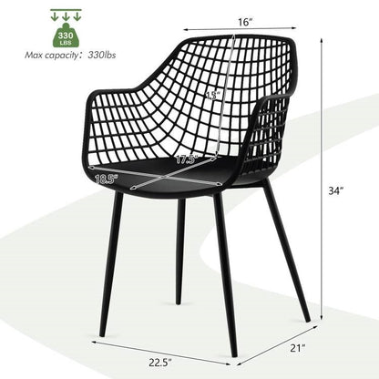 Juego de 4 sillas de comedor de malla negra modernas de mediados de siglo con respaldo ergonómico