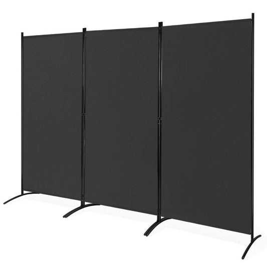 6-Ft Black 3-Panel Room Divider Screen with Steel Base and Heavy Duty Hinges - Tampa Home & Garden Store