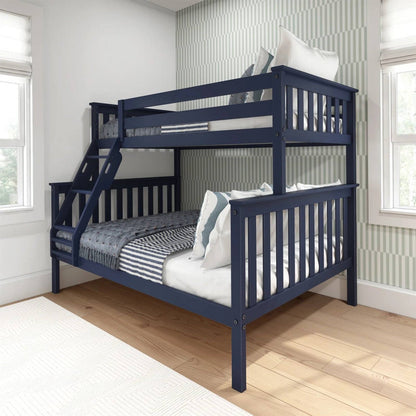 Litera de madera maciza Twin sobre Full en acabado azul marino oscuro