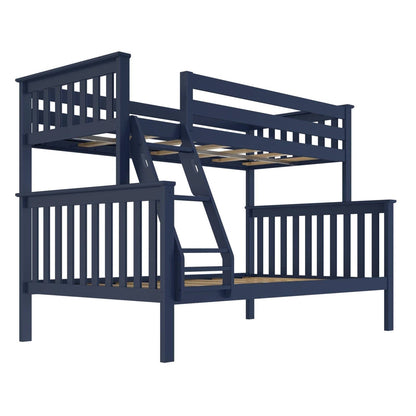 Litera de madera maciza Twin sobre Full en acabado azul marino oscuro