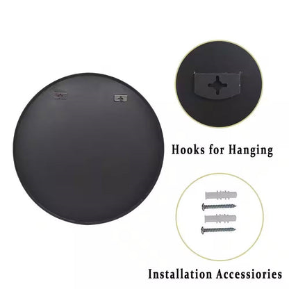 Espejo de pared circular para baño de 30 pulgadas con marco negro