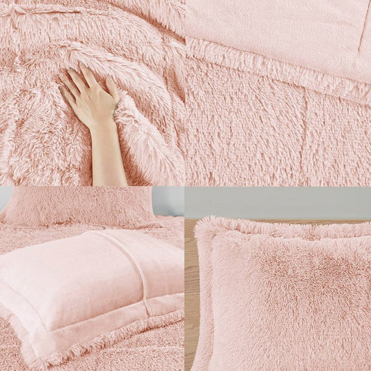 Twin/Twin XL Pink Blush Soft Sherpa Faux Fur 2-Piece Comforter Set - Tampa Home & Garden Store