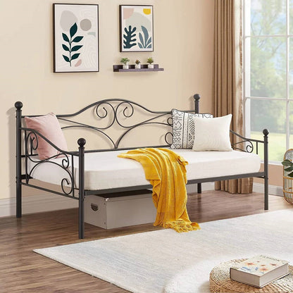 Estructura de cama individual (twin) de acero resistente clásica con acabado de metal negro