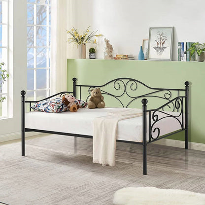 Estructura de cama individual (twin) de acero resistente clásica con acabado de metal negro
