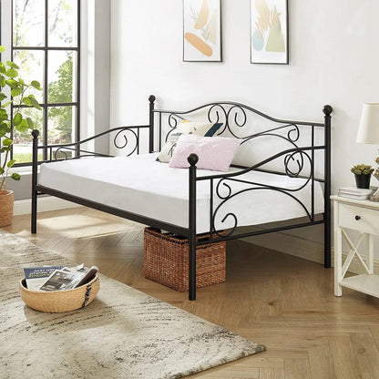 Estructura de cama individual (twin) de acero resistente clásica con acabado de metal negro