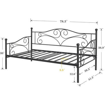 Estructura de cama individual (twin) de acero resistente clásica con acabado de metal negro