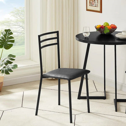 Juego de comedor moderno de 3 piezas para cocina con mesa redonda de madera negra y 2 sillas