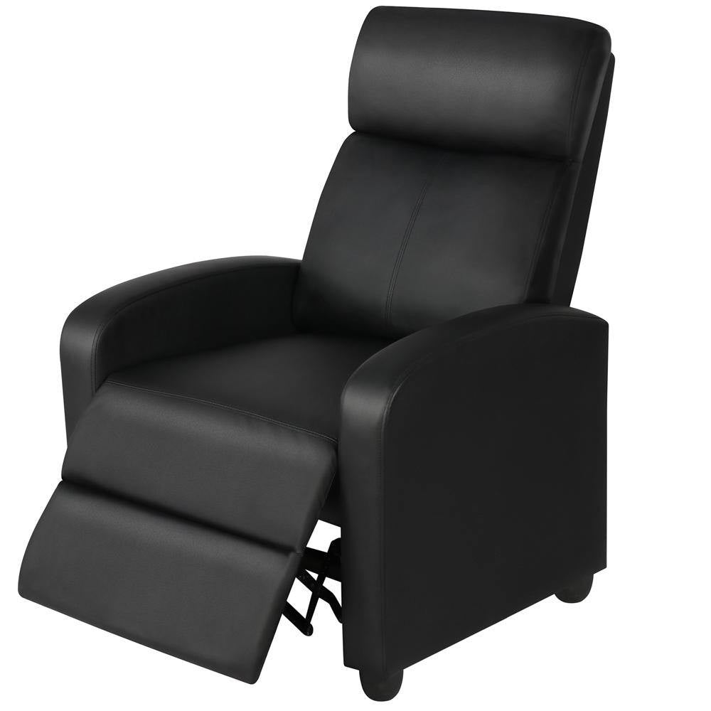 Sillón reclinable push-back de piel sintética de alta densidad color negro