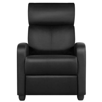Sillón reclinable push-back de piel sintética de alta densidad color negro