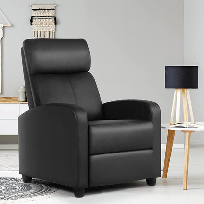 Sillón reclinable push-back de piel sintética de alta densidad color negro