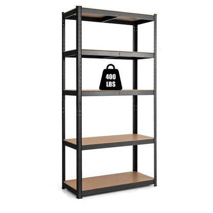 Estante de almacenamiento de garaje de servicio pesado negro de 5 niveles y 60 pulgadas, ajustable