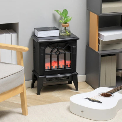 Calefactor de chimenea eléctrica negro con llama de tronco realista LED