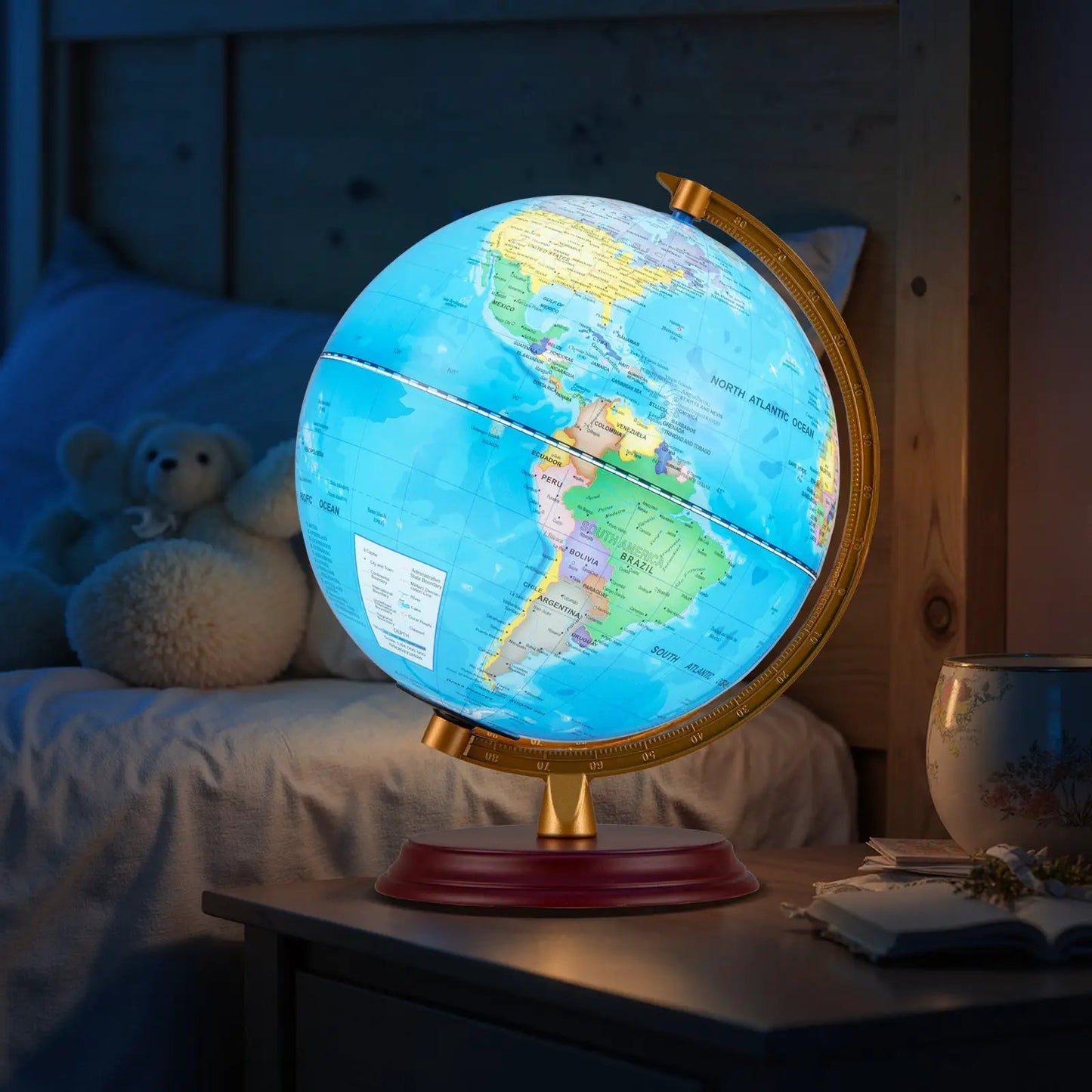 8 Inch Illuminated Globe Night Light with Stand