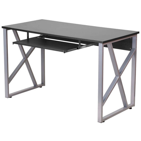 Contemporary Black Laminate Office Computer Desk with Keyboard Tray - Tampa Home & Garden Store