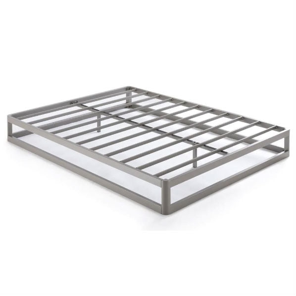 Base de cama de plataforma de metal, moderna, de perfil bajo, de tamaño matrimonial, resistente