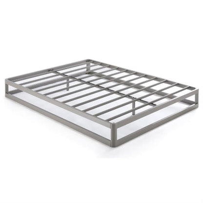 Base de cama de plataforma de metal, moderna, de perfil bajo, de tamaño matrimonial, resistente