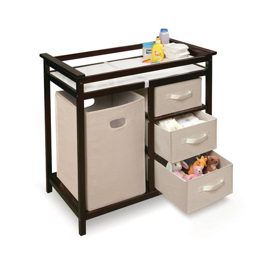 Baby Changing Table with 3 Baskets and Hamper in Espresso - Tampa Home & Garden Store