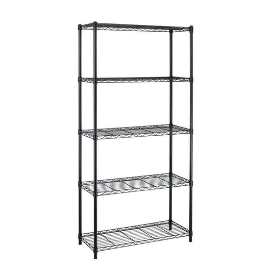 Black Metal 5-Shelf Heavy Duty Shelving Unit Storage Rack - Tampa Home & Garden Store