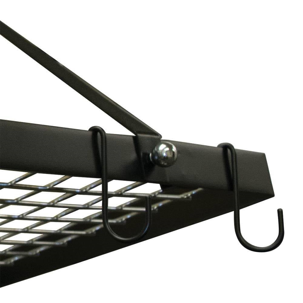 Estante Rectangular de Metal Negro para Ollas con 12 Ganchos Colgantes - Soporta hasta 18 kg.