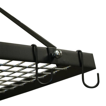 Estante Rectangular de Metal Negro para Ollas con 12 Ganchos Colgantes - Soporta hasta 18 kg.