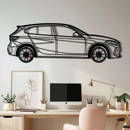BMW 135i F40 Metal Car Wall Art with Rotating Wheels - M Performance Hatchback Silhouette - Interactive Automotive Decor - KAFMEKA102 - Tampa Home & Garden Store