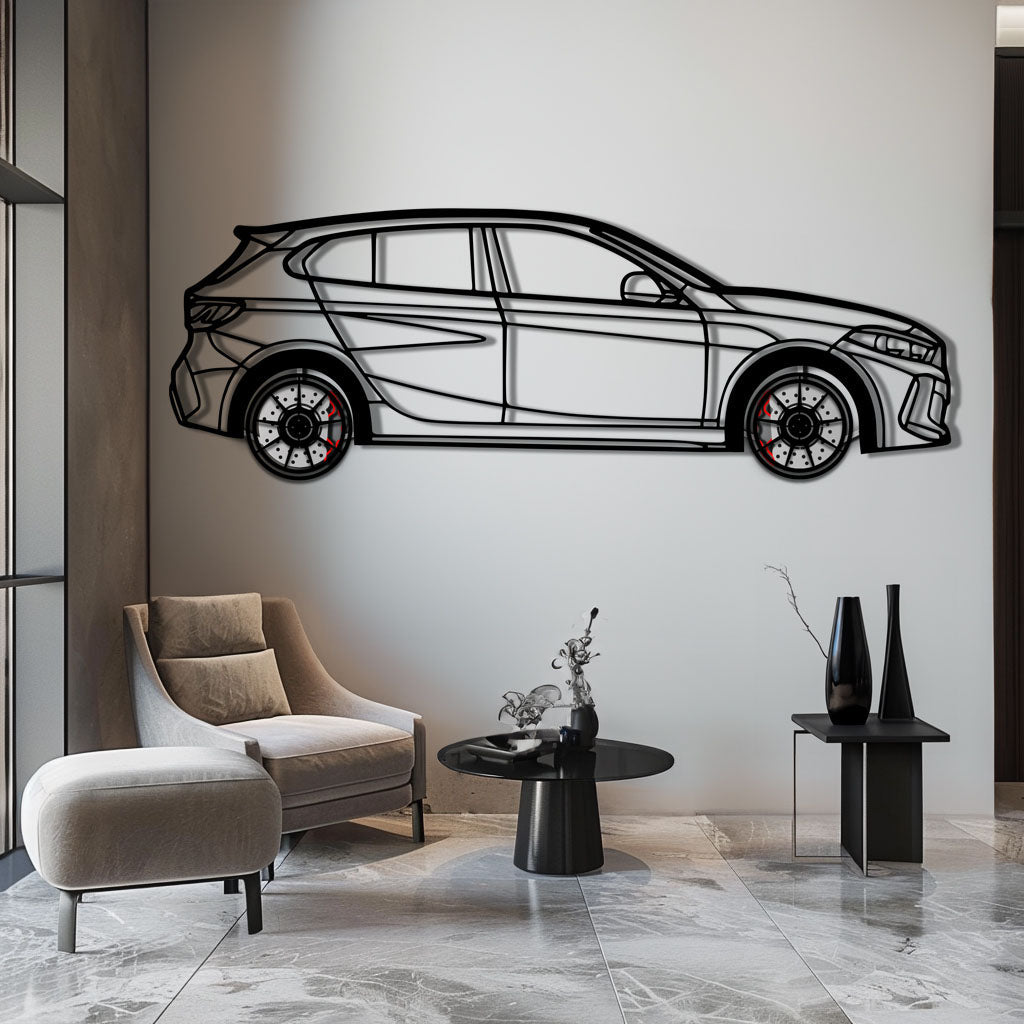 BMW 135i F40 Metal Car Wall Art with Rotating Wheels - M Performance Hatchback Silhouette - Interactive Automotive Decor - KAFMEKA102 - Tampa Home & Garden Store