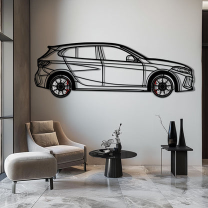 BMW 135i F40 Metal Car Wall Art with Rotating Wheels - M Performance Hatchback Silhouette - Interactive Automotive Decor - KAFMEKA102 - Tampa Home & Garden Store