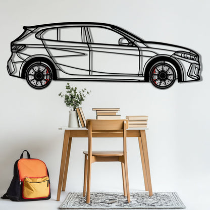 BMW 135i F40 Metal Car Wall Art with Rotating Wheels - M Performance Hatchback Silhouette - Interactive Automotive Decor - KAFMEKA102 - Tampa Home & Garden Store